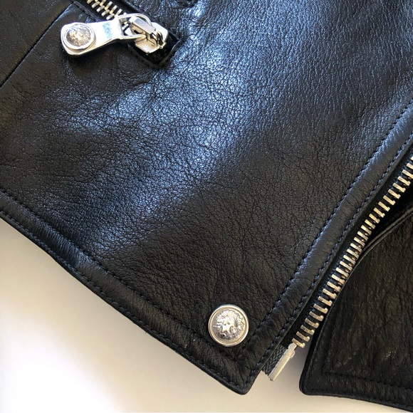 Versace Versus Black Leather Jacket Motorcycle - Picture 3 of 6